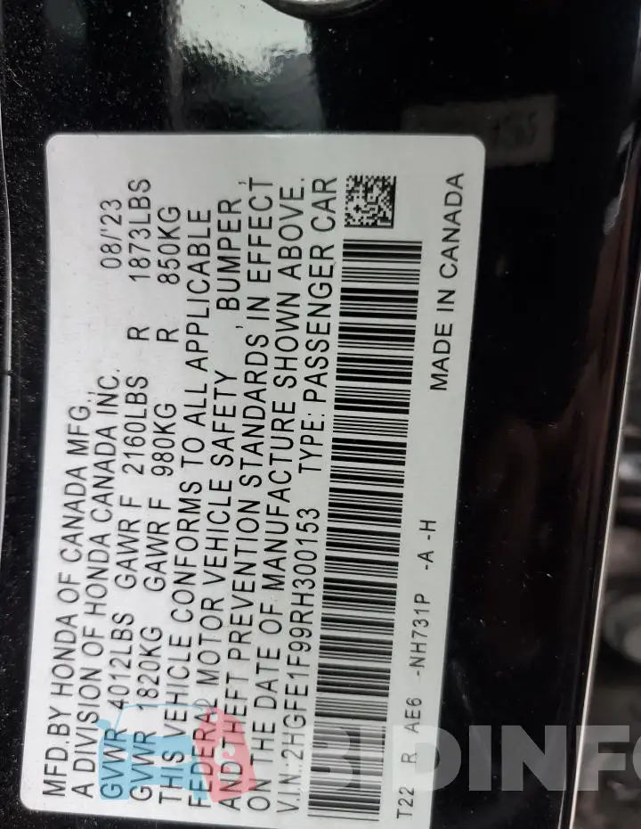 2HGFE1F99RH300153 Photo# 12