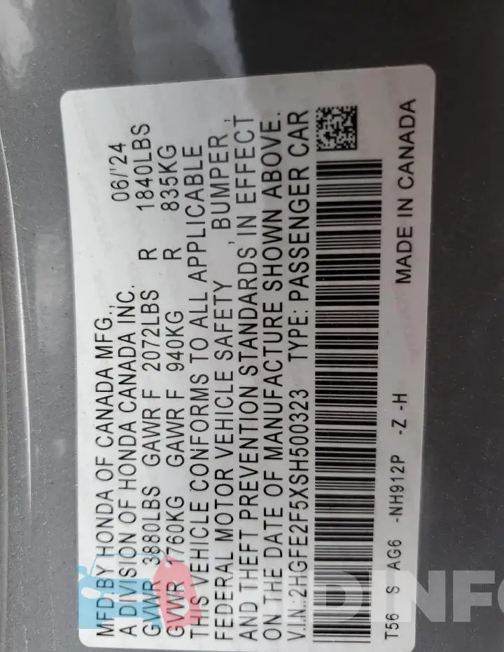 2HGFE2F5XSH500323 Photo# 12