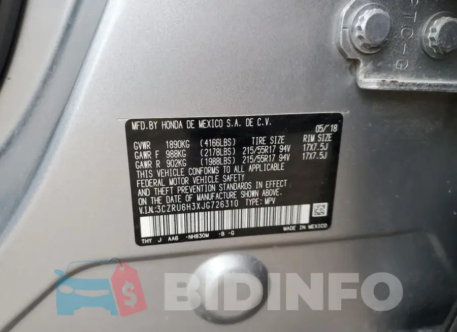 3CZRU6H3XJG726310 Photo# 13