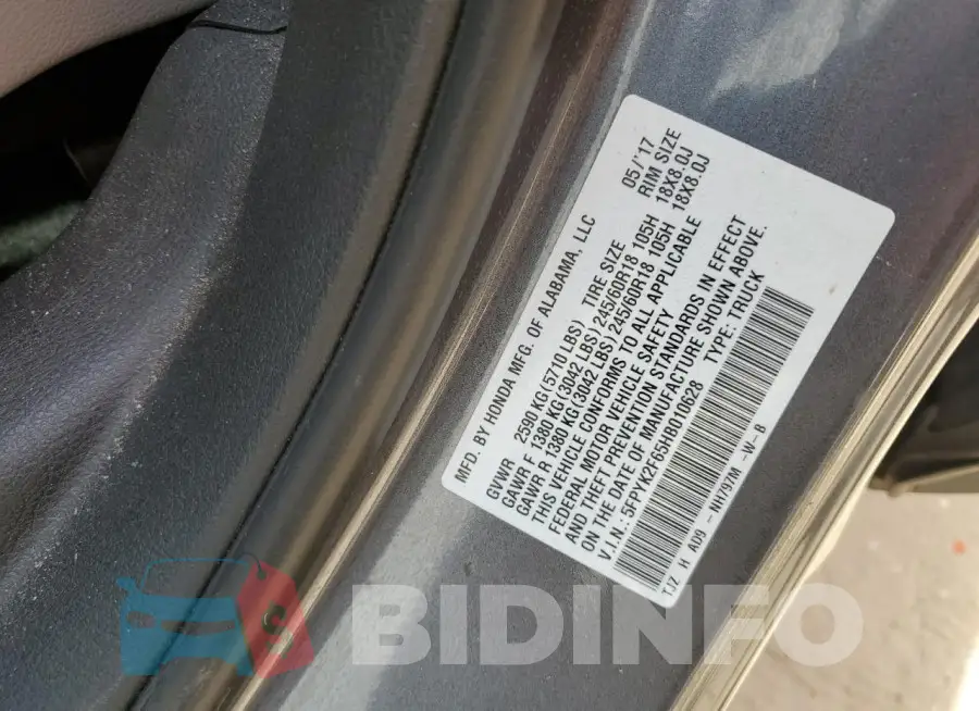 5FPYK2F65HB010628 Photo# 12