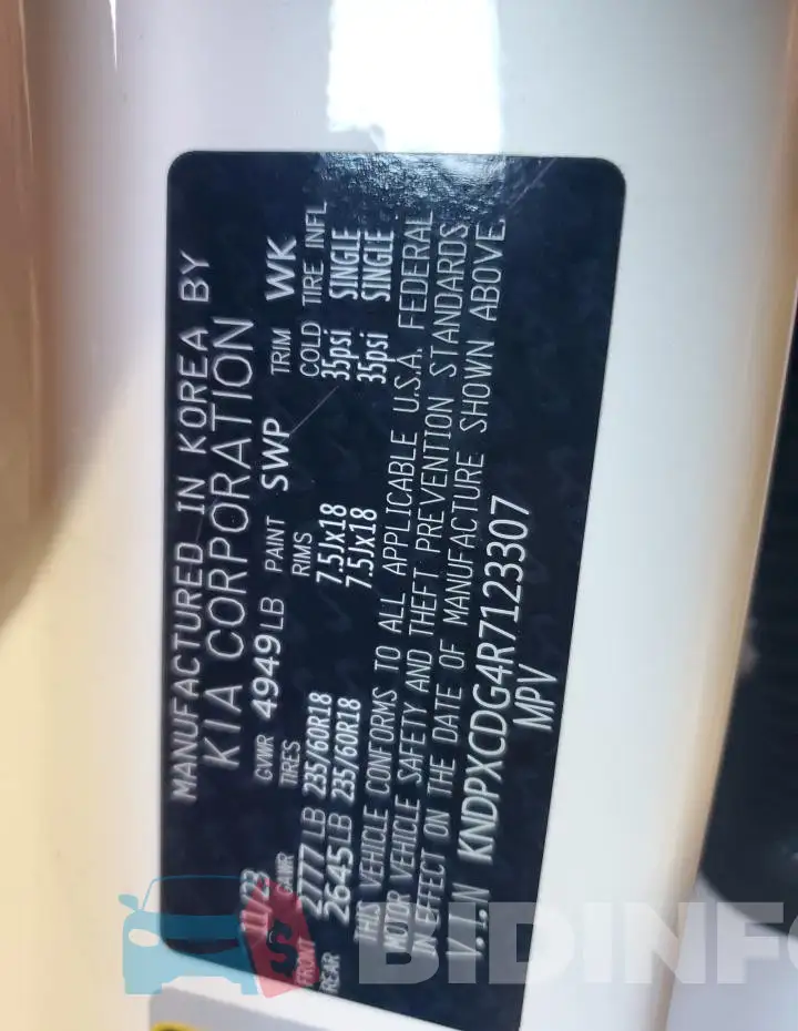 KNDPXCDG4R7123307 Photo# 14