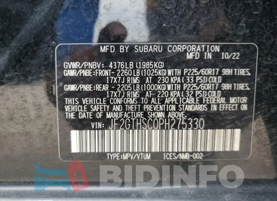 JF2GTHSC0PH275330 Photo# 13