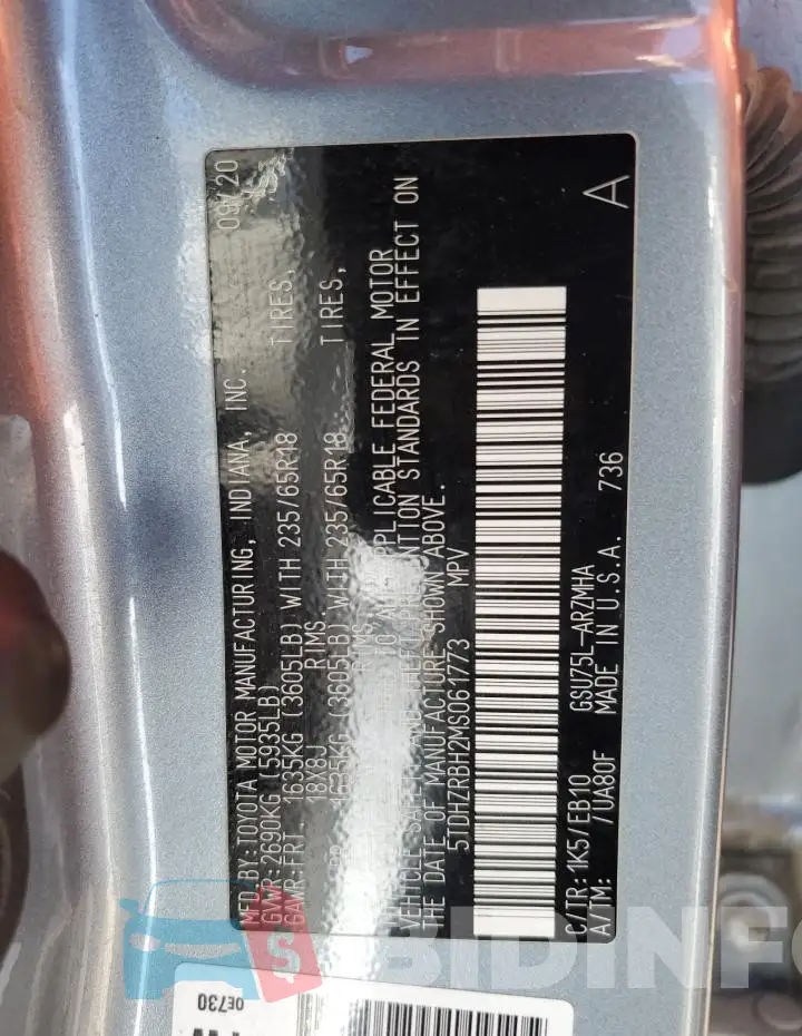 5TDHZRBH2MS061773 Photo# 14