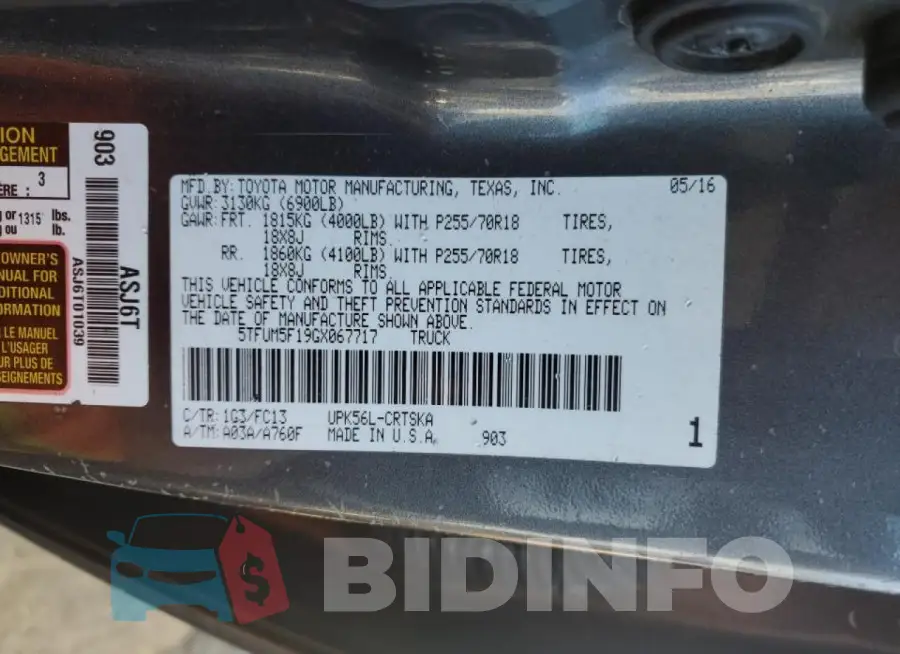 5TFUM5F19GX067717 Photo# 12