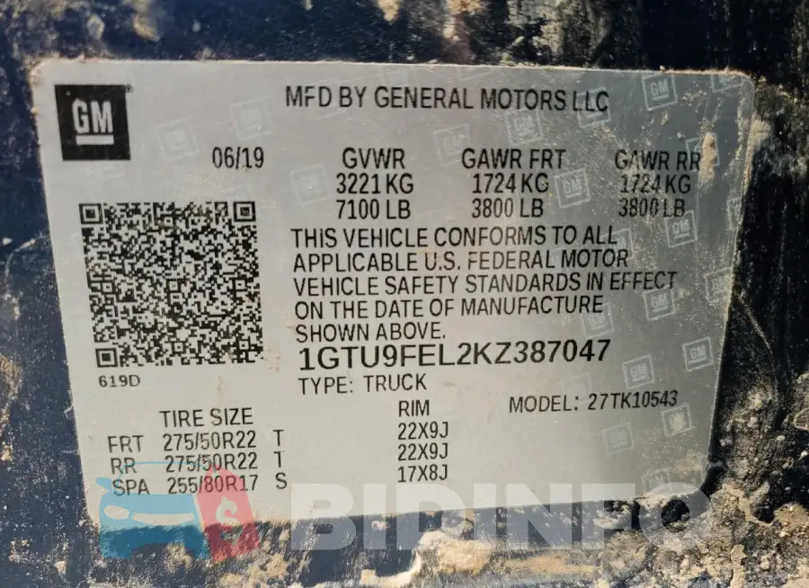 1GTU9FEL2KZ387047 Photo# 12