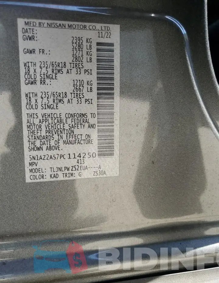 5N1AZ2AS7PC114250 Photo# 12