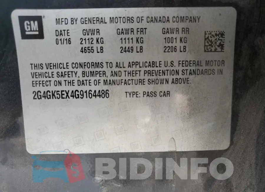 2G4GK5EX4G9164486 Photo# 13