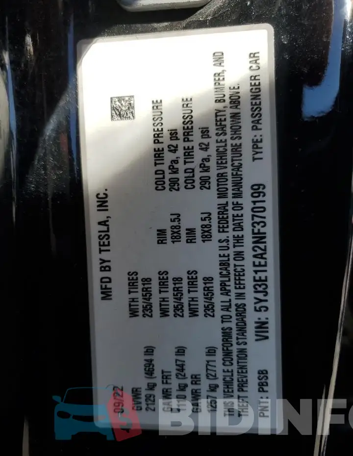 5YJ3E1EA2NF370199 Photo# 12