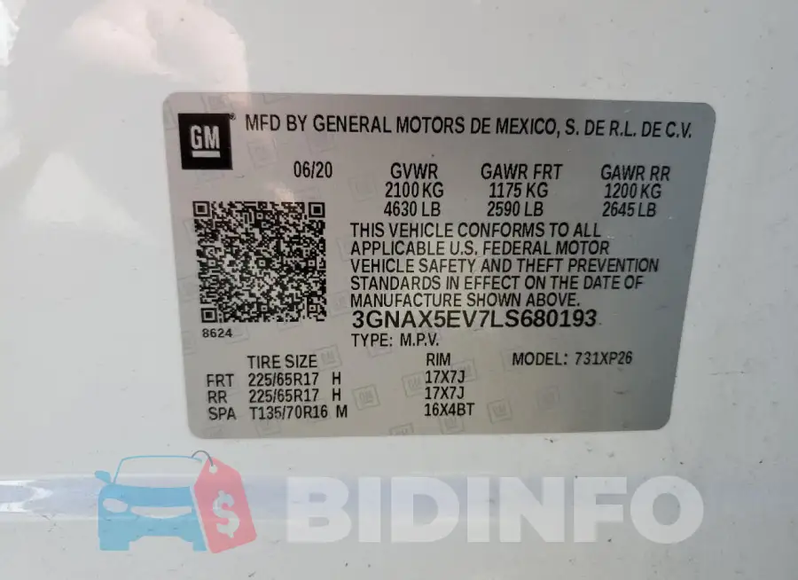 3GNAX5EV7LS680193 Photo# 13