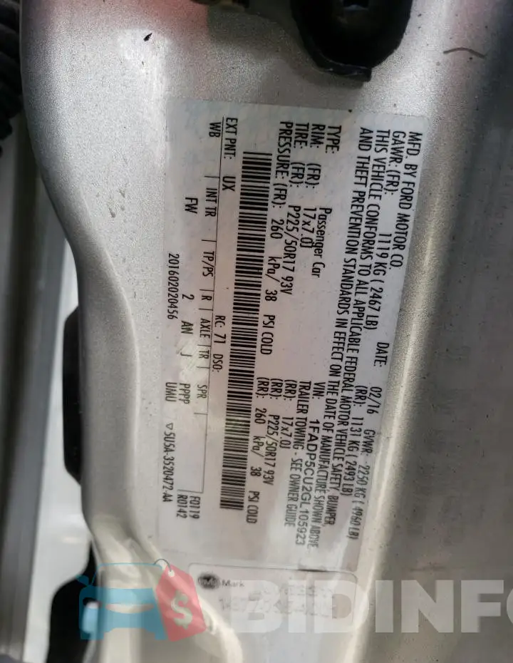 1FADP5CU2GL105923 Photo# 12
