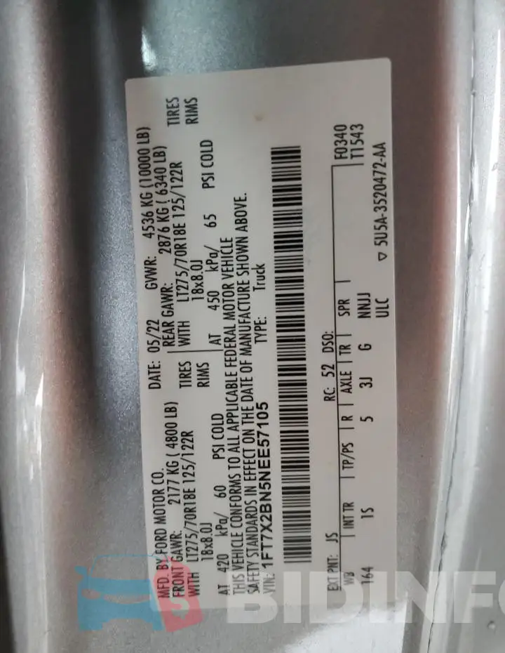 1FT7X2BN5NEE57105 Photo# 12