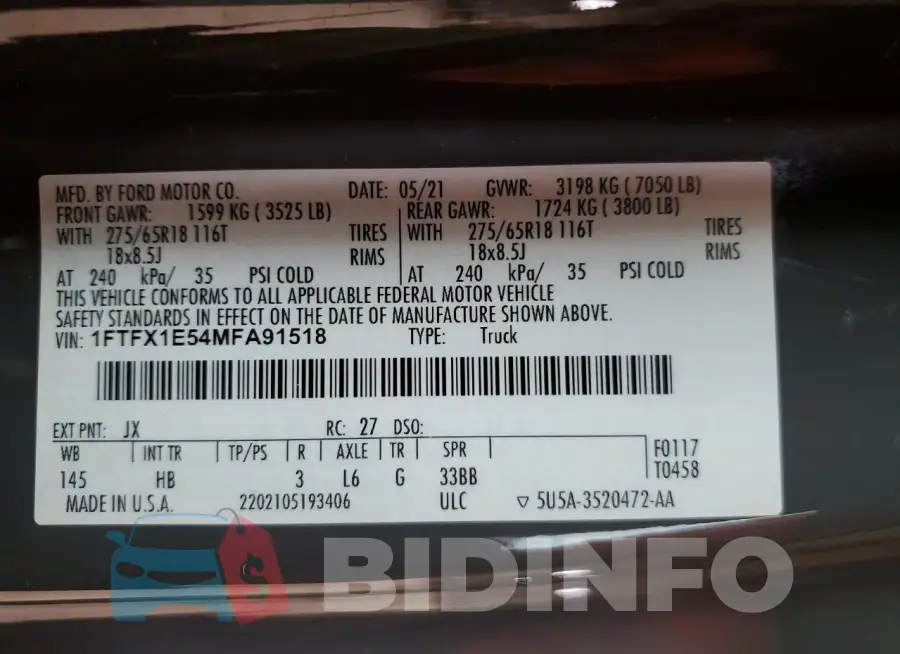 1FTFX1E54MFA91518 Photo# 12