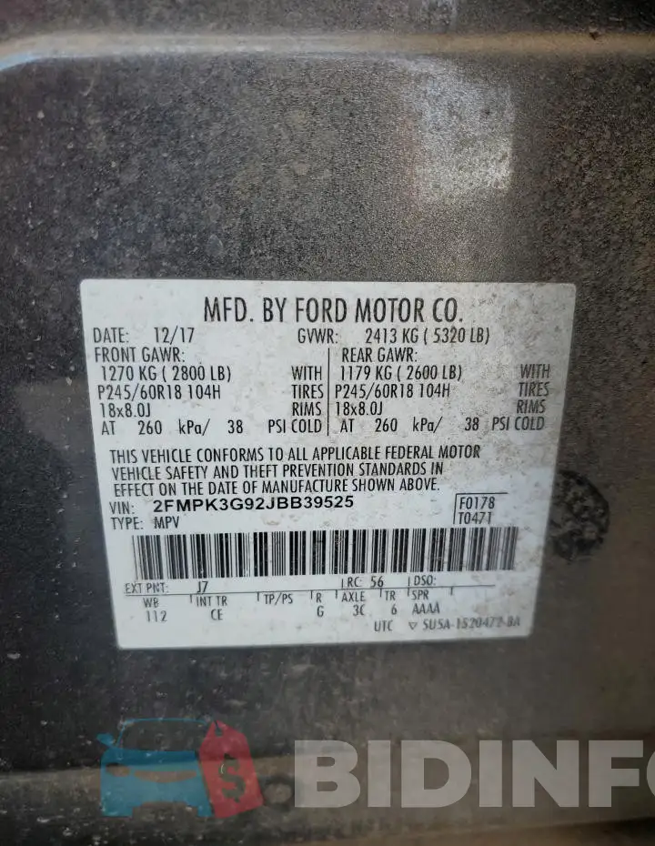 2FMPK3G92JBB39525 Photo# 12