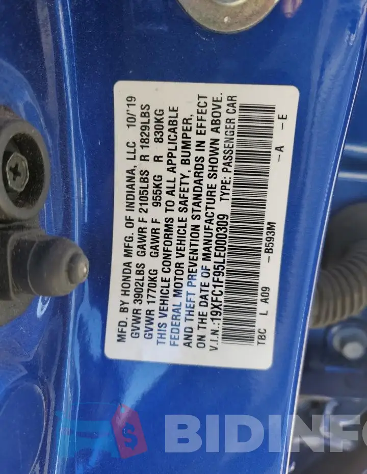 19XFC1F95LE000309 Photo# 12