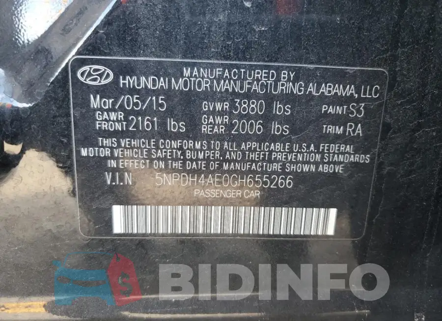 5NPDH4AE0GH655266 Photo# 12