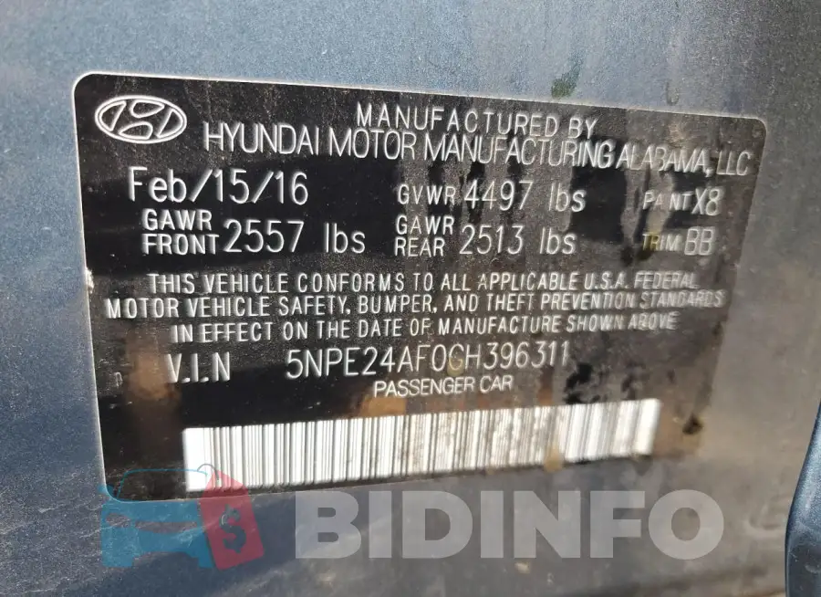 5NPE24AF0GH396311 Photo# 12