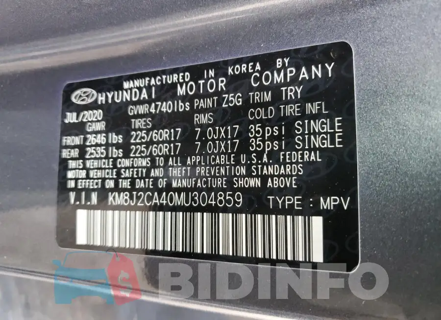 KM8J2CA40MU304859 Photo# 13