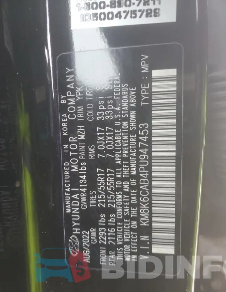 KM8K6CAB4PU947453 Photo# 13