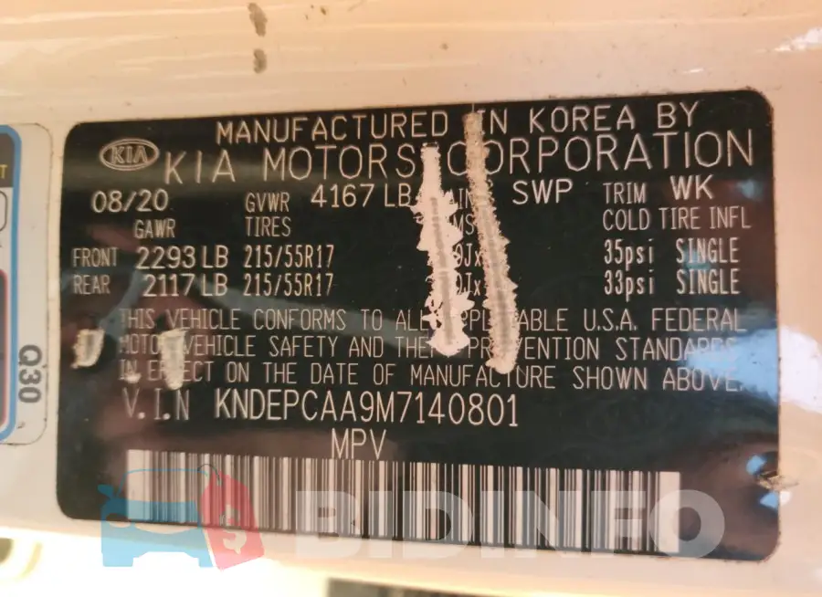 KNDEPCAA9M7140801 Photo# 13