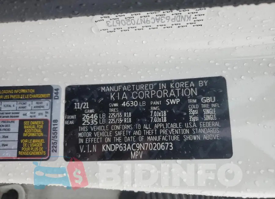 KNDP63AC9N7020673 Photo# 14