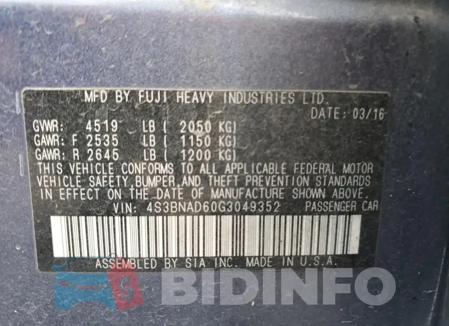 4S3BNAD60G3049352 Photo# 12