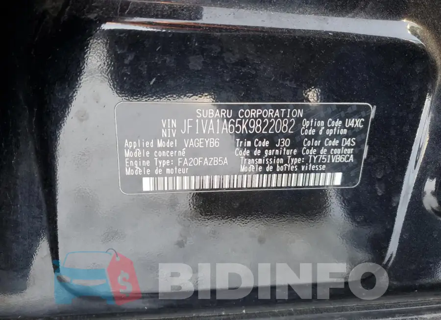 JF1VA1A65K9822082 Photo# 12