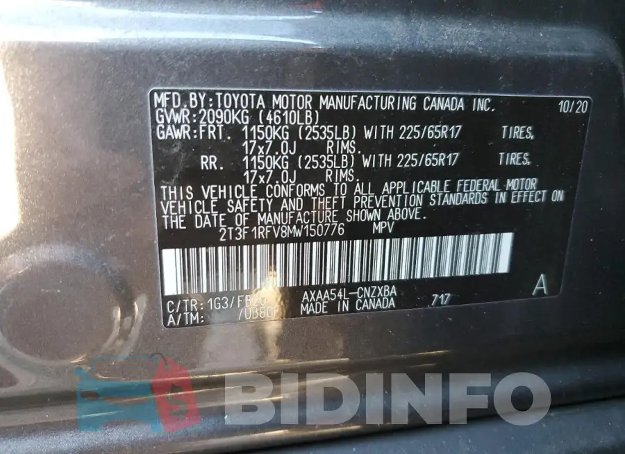 2T3F1RFV8MW150776 Photo# 13