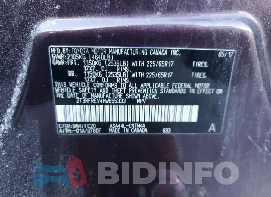 2T3RFREV4HW655333 Photo# 13