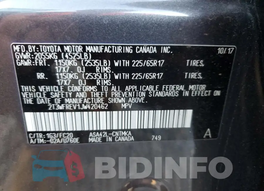 2T3WFREV1JW420462 Photo# 12