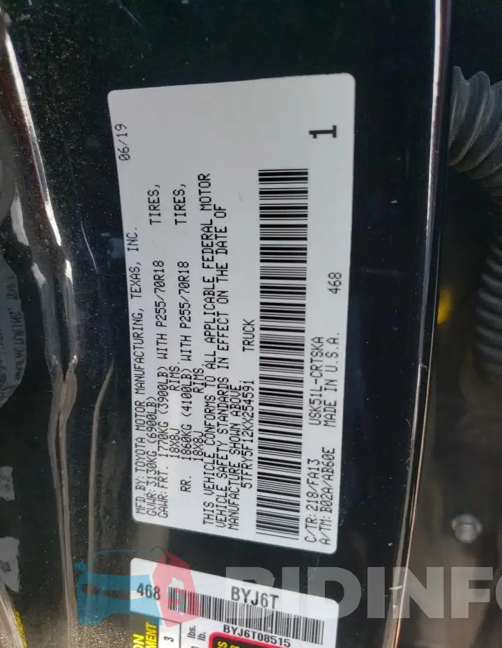5TFRY5F12KX254591 Photo# 12