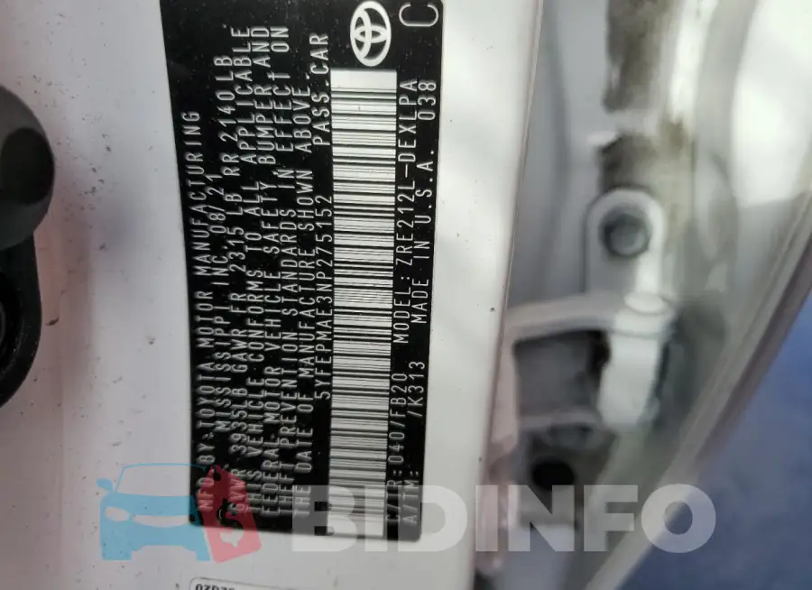 5YFEPMAE3NP275152 Photo# 12