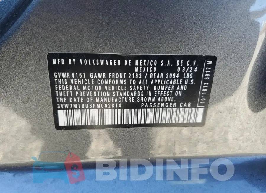 3VW7M7BU6RM062814 Photo# 13