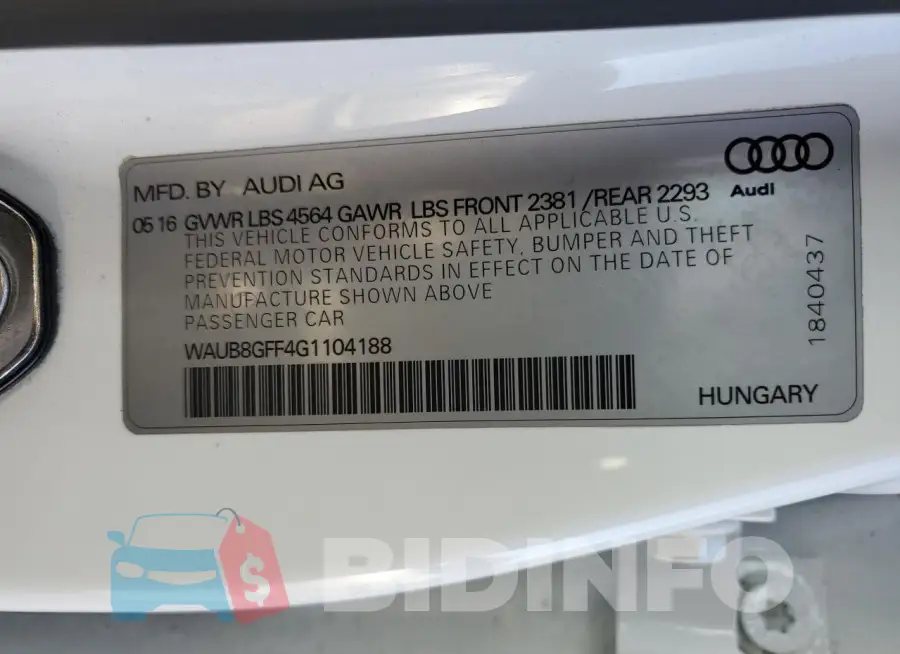 WAUB8GFF4G1104188 Photo# 12