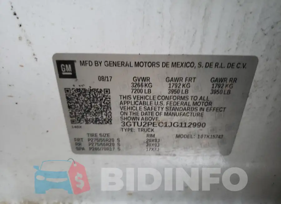3GTU2PEC1JG112990 Photo# 12