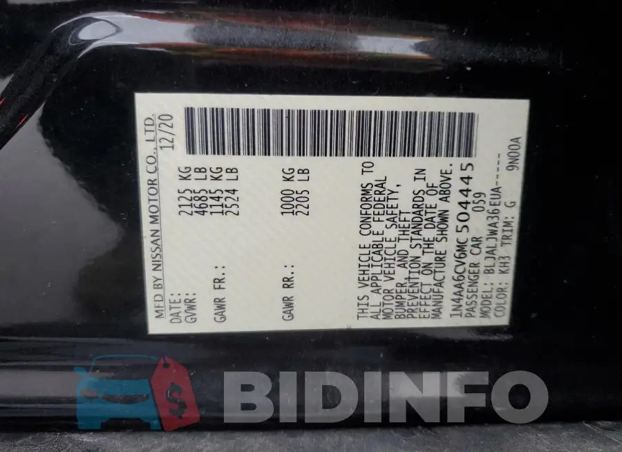 1N4AA6CV6MC504445 Photo# 13