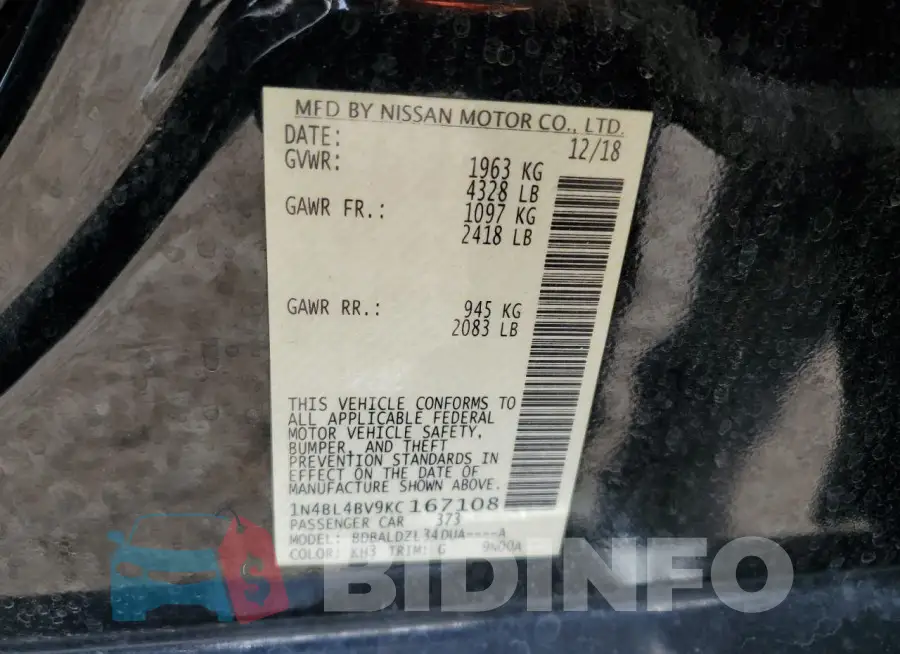 1N4BL4BV9KC167108 Photo# 12