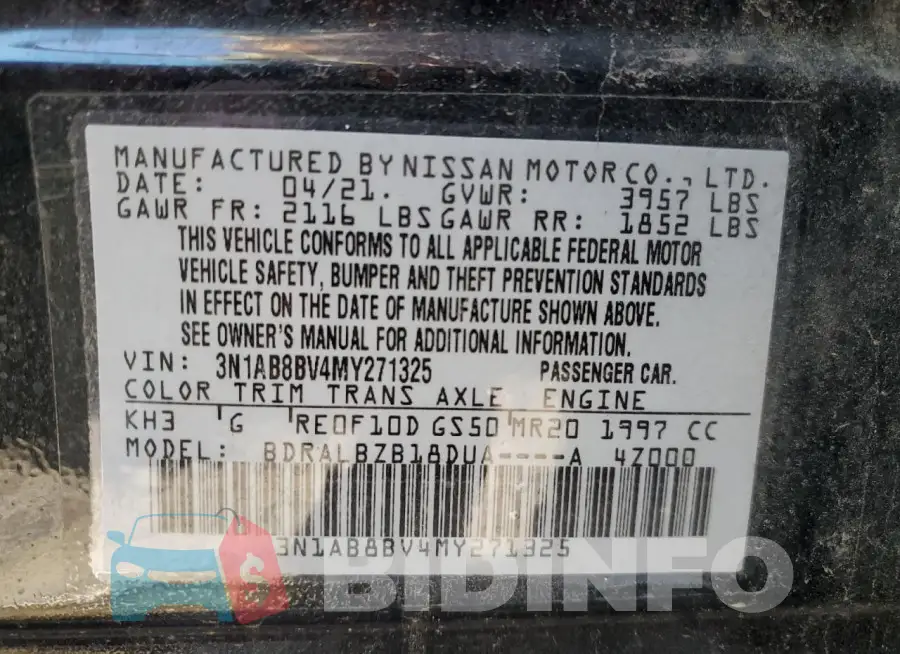 3N1AB8BV4MY271325 Photo# 12