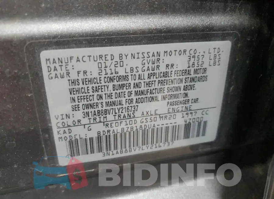 3N1AB8BV7LY216737 Photo# 13