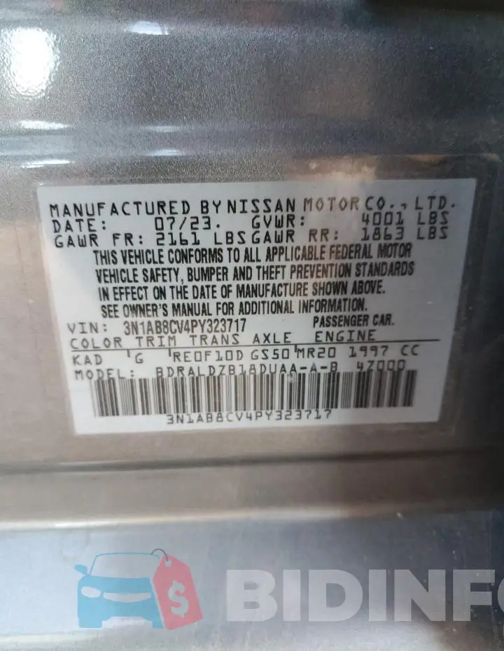 3N1AB8CV4PY323717 Photo# 12