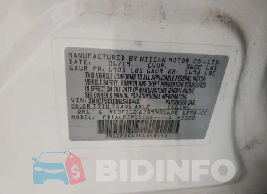 3N1CP5CU3KL548443 Photo# 12