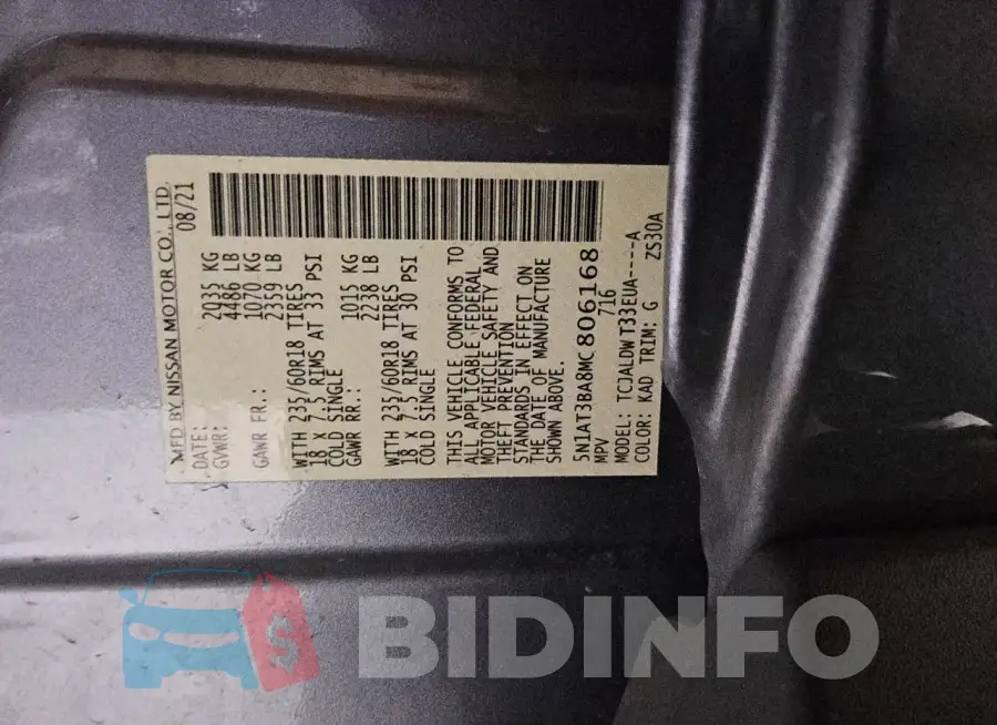 5N1AT3BA8MC806168 Photo# 13