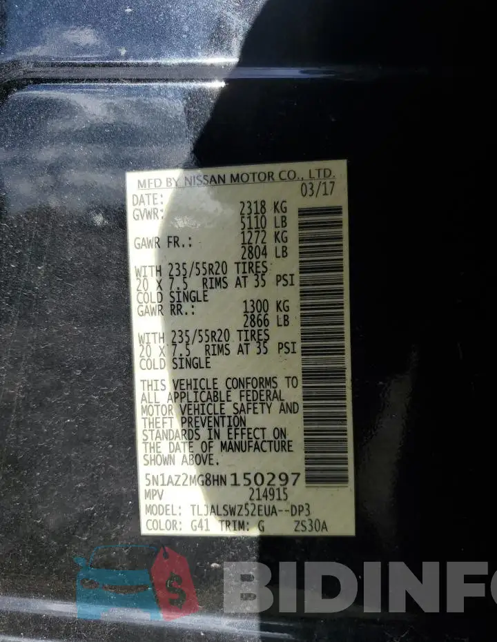 5N1AZ2MG8HN150297 Photo# 13