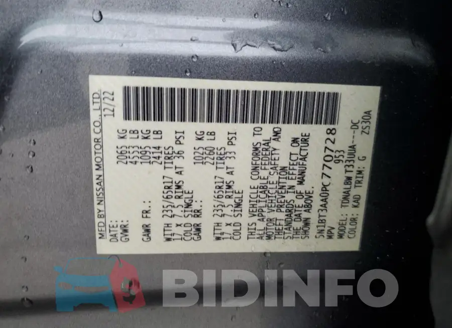 5N1BT3AA0PC770728 Photo# 14