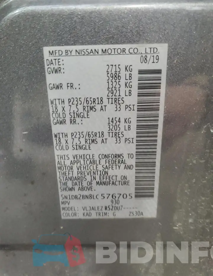 5N1DR2BN8LC576705 Photo# 13