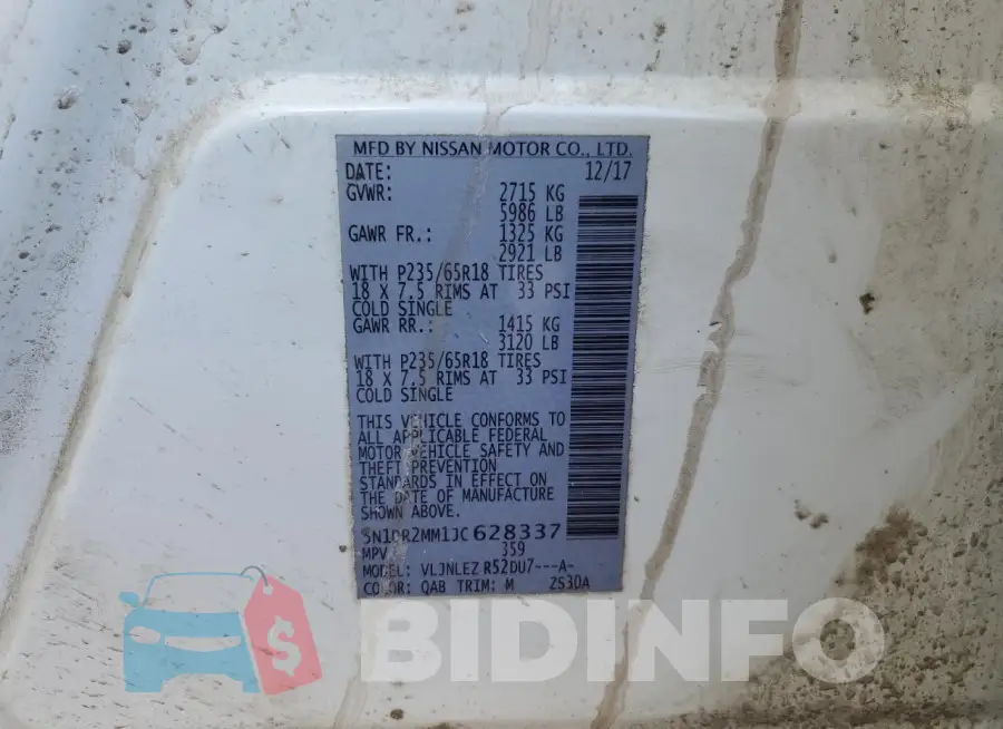 5N1DR2MM1JC628337 Photo# 14