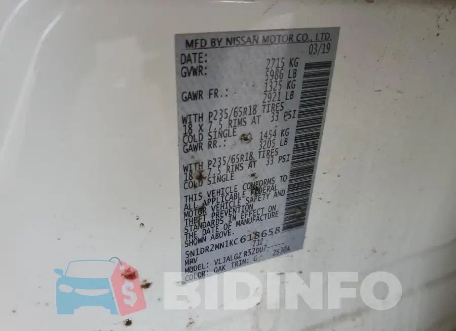 5N1DR2MN1KC618658 Photo# 13