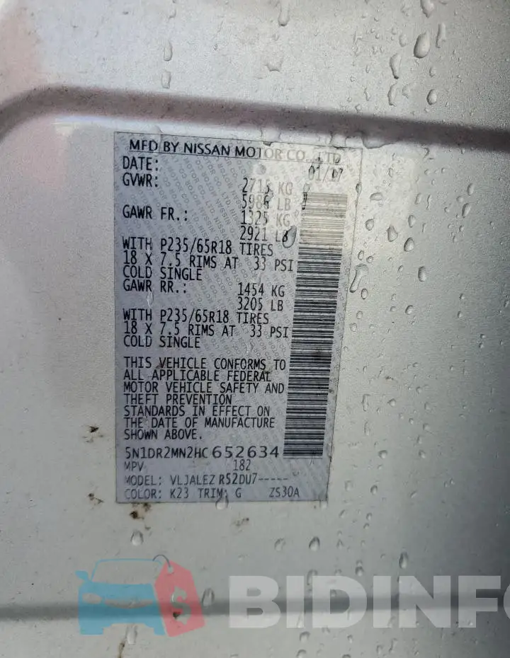 5N1DR2MN2HC652634 Photo# 13