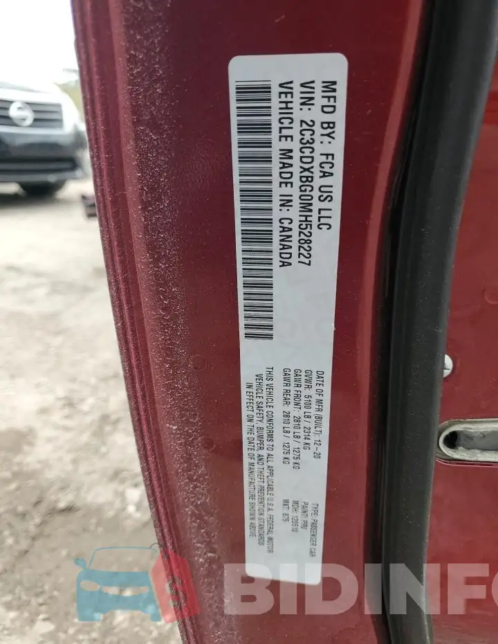 2C3CDXBG0MH528227 Photo# 12