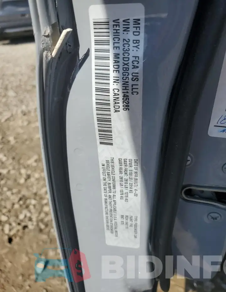 2C3CDXBG5NH145286 Photo# 12