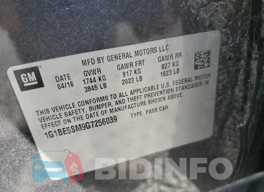 1G1BE5SM9G7256039 Photo# 12